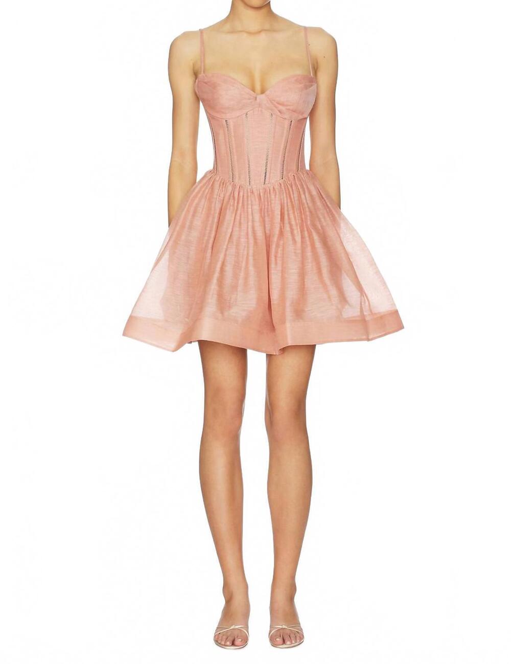 NEW ZIMMERMANN luna corset mini dress in peony